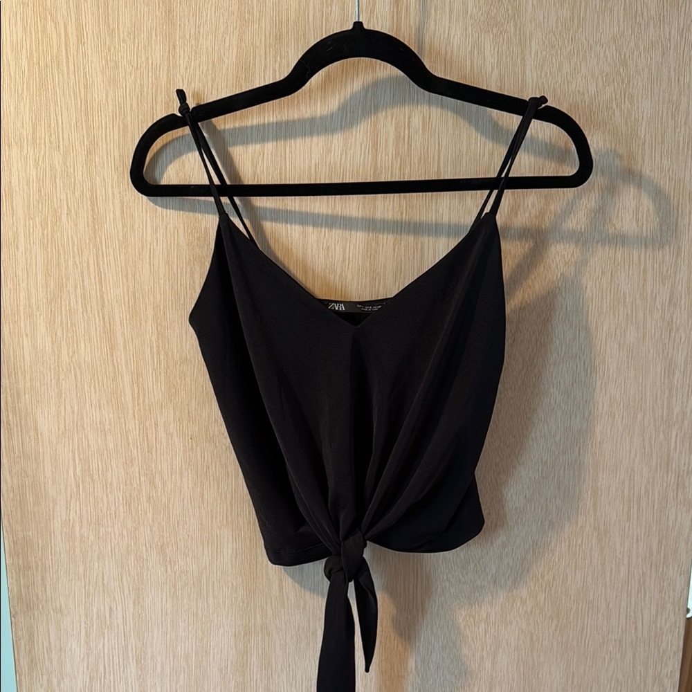 Black Sleeveless Tie-Front Camisole